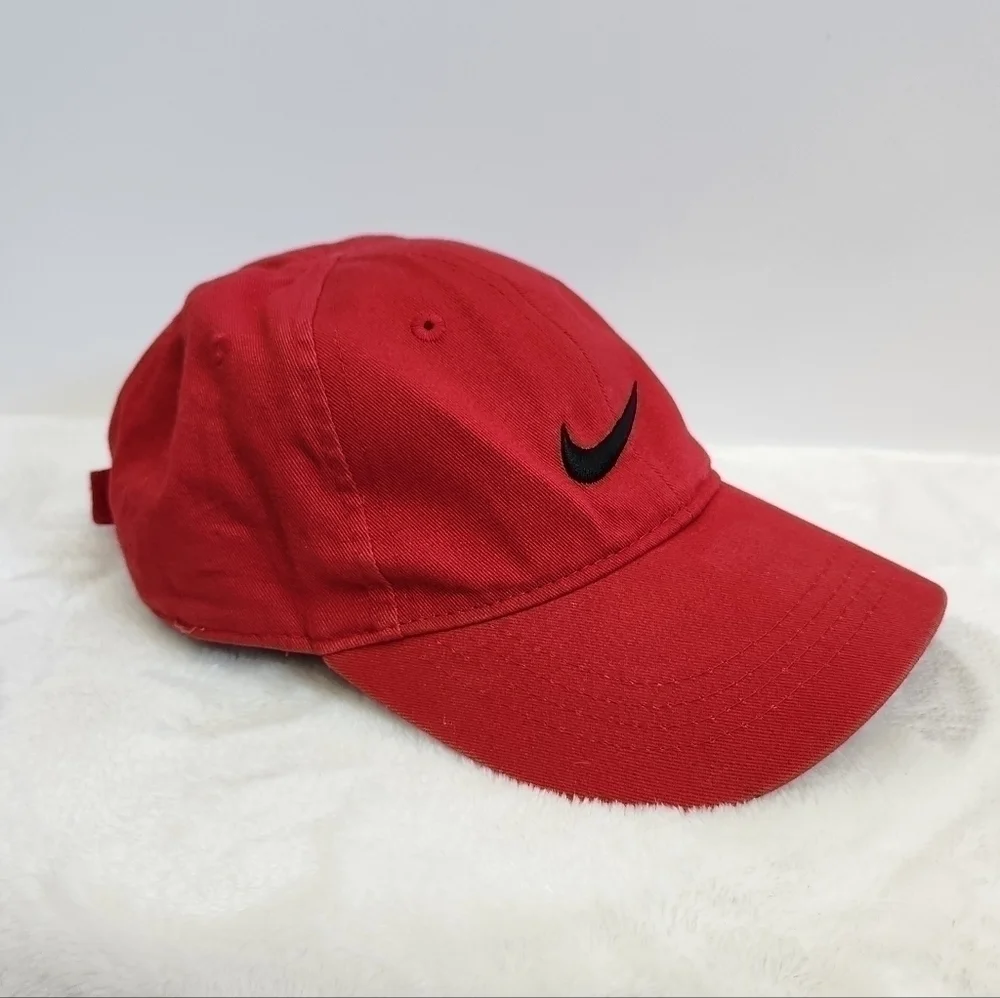 Nike Red Black Swoosh Just Do It Baseball Hat Cap Unisex Child Size 4-7
